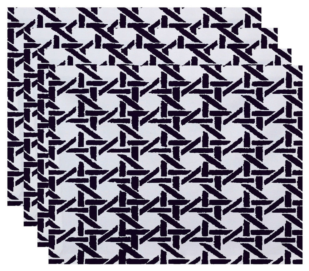 18"x14" Rattan Geometric Geometric Print Placemats, Set of 4, Purple
