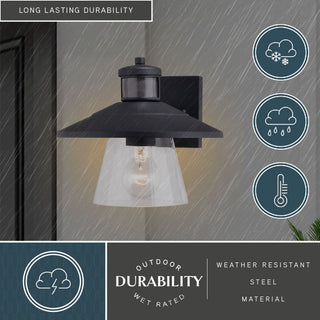 Westport Steel Black Motion Sensor Dusk to Dawn Outdoor Wall Light Coastal