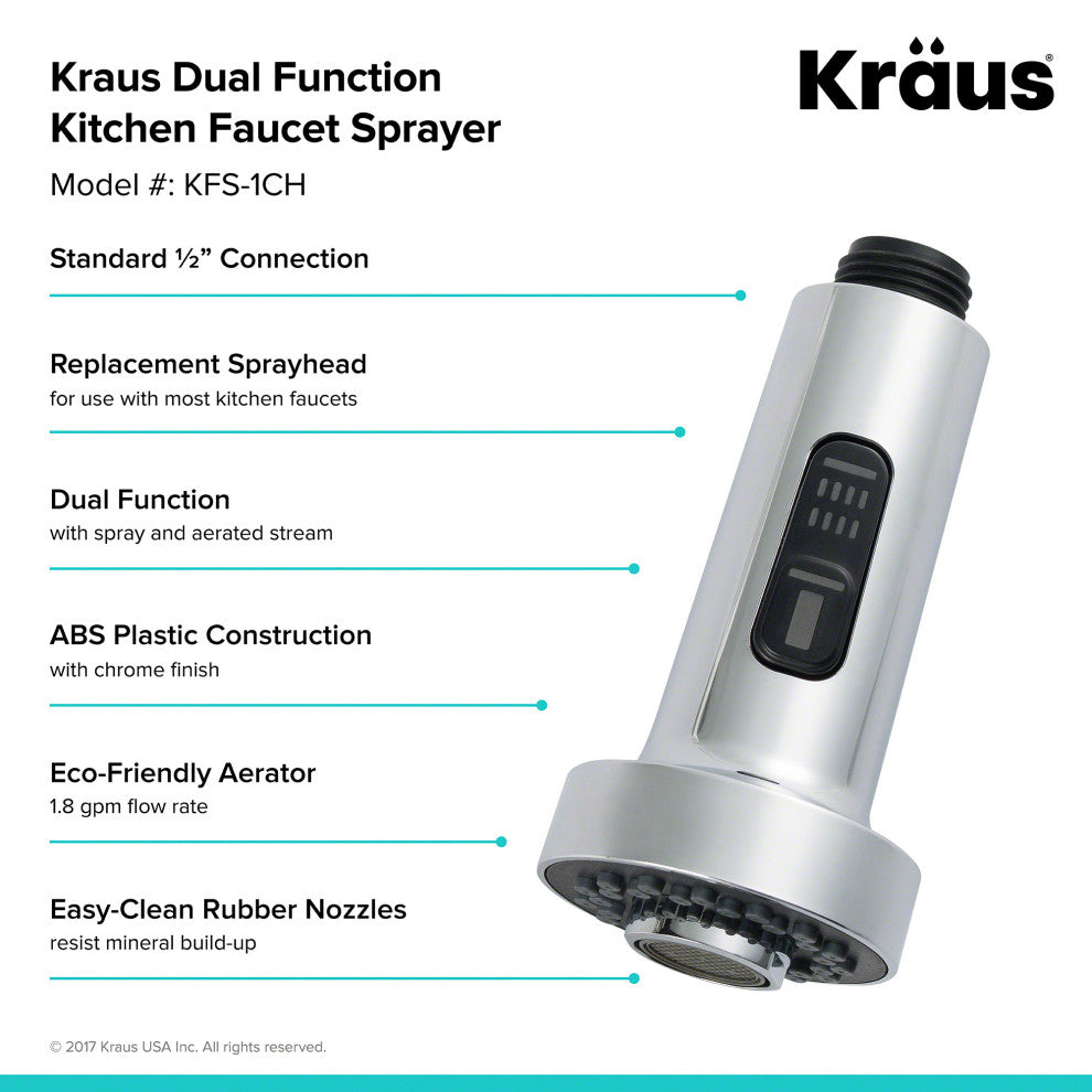 Dual Function Kitchen Faucet Sprayer, Chrome