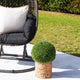 24" UV Resistant Faux Boxwood Ball Topiary, Hyacinth Weave Basket, In/Outdoor