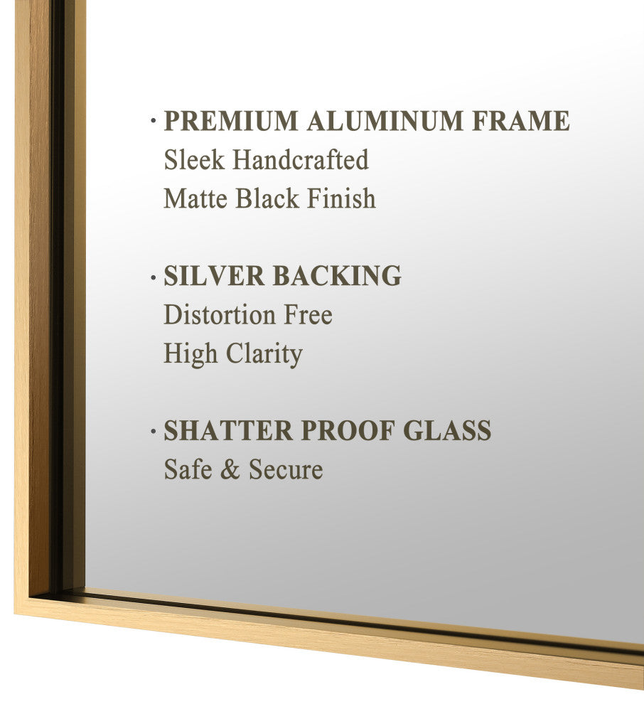 Rectangle Metal Framed Wall Mirror Bathroom Vanity Mirror, Gold, 20"x30