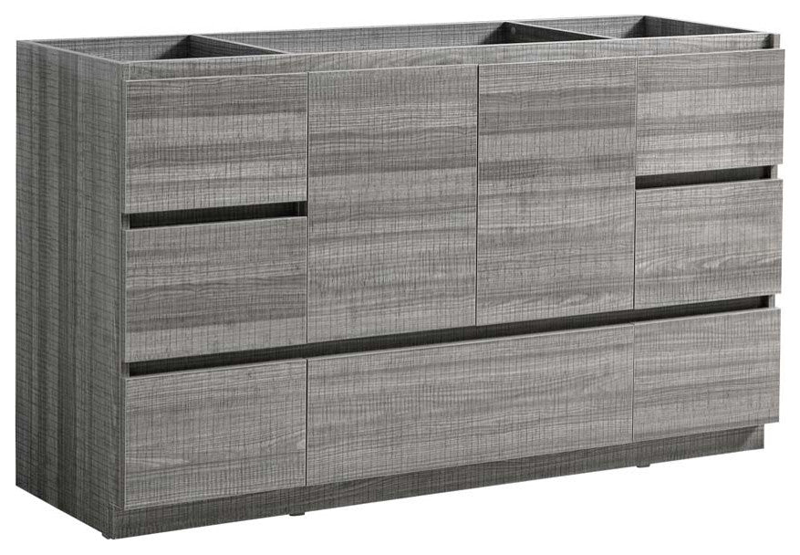 Fresca Lazzaro 60" Gloss Ash Gray Single Sink Cabinet