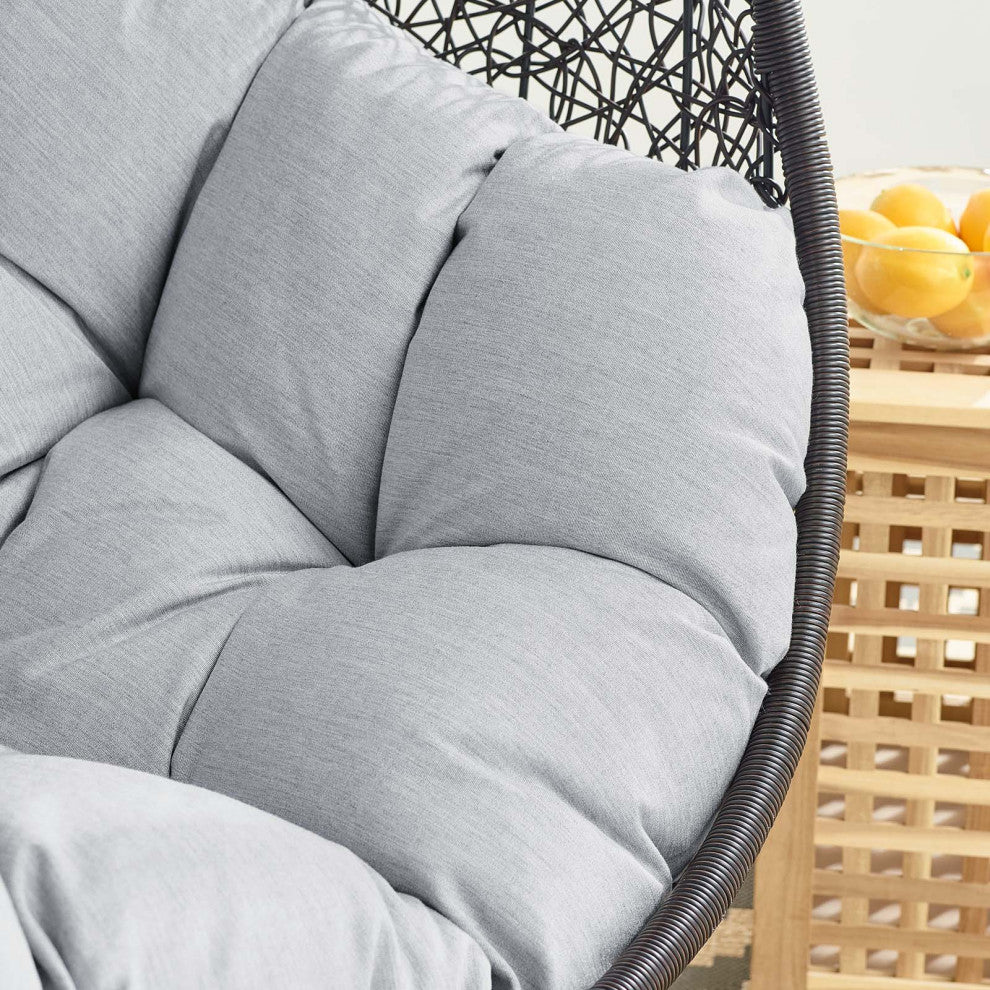 Swing Lounge Chair, Sunbrella, Black Gray, Modern, Outdoor Patio Bistro