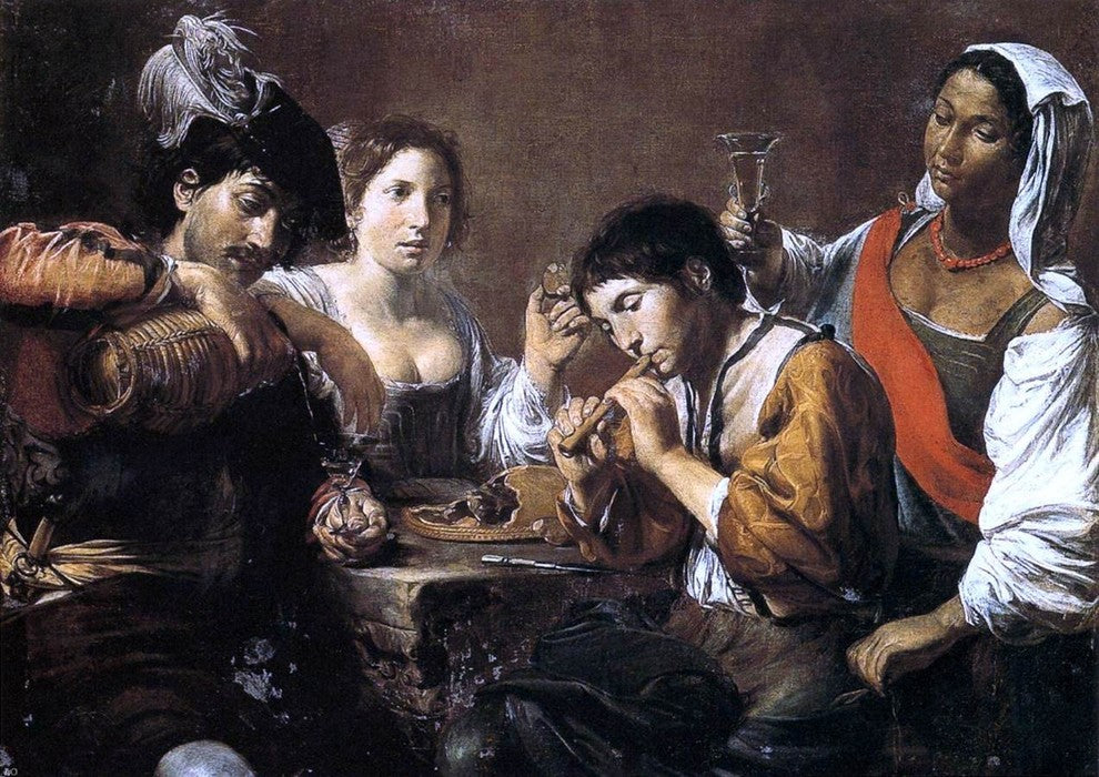 Valentin De boulogne Musician and Drinkers, 18"x27" Wall Decal