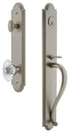Arc 1-Piece Dummy Handleset, S Grip and Burgundy Knob, Satin Nickel, 848478