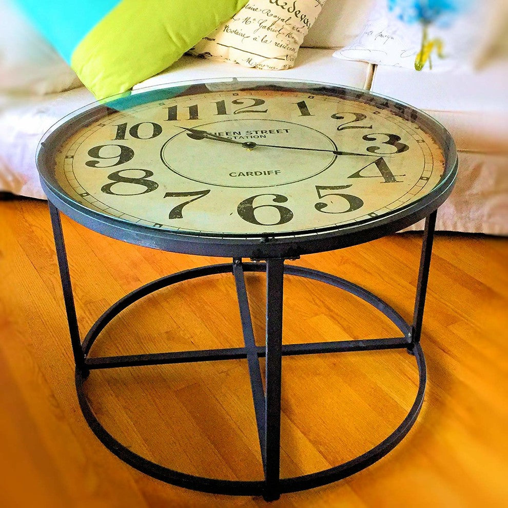 Industrial Clock Side Table