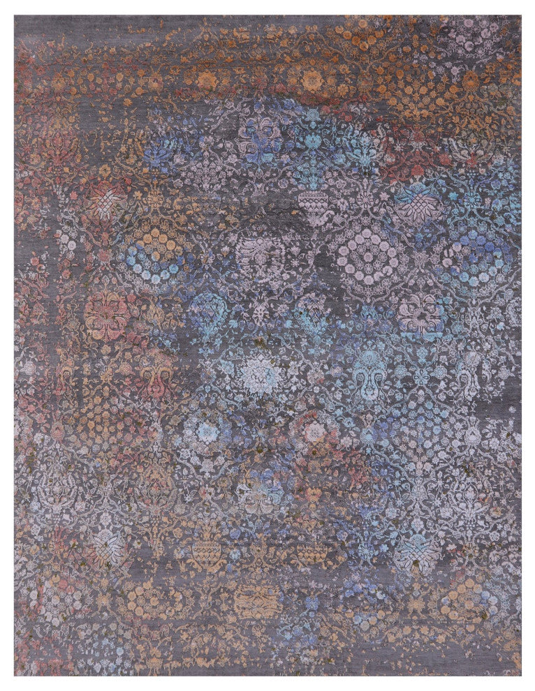 8' 0" X 10' 4" Wool and Silk Hand-Knotted Modern Rug Q8713