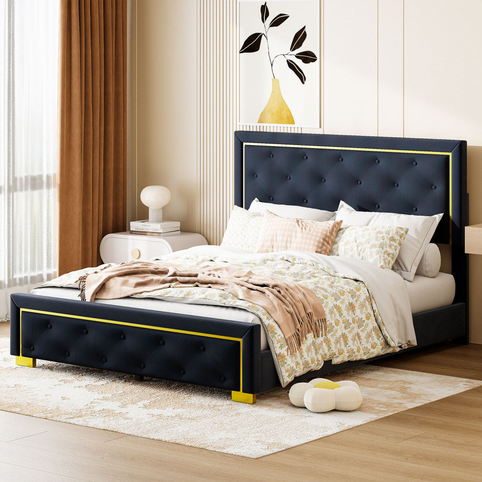 Gewnee Queen Size Upholstered Platform Bed