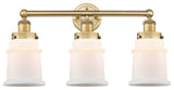 Canton 3-Light 24" Bath Vanity Light, Brushed Brass Finish, Matte White Shade