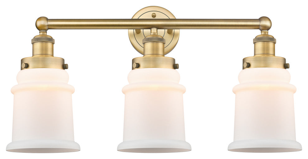 Canton 3-Light 24" Bath Vanity Light, Brushed Brass Finish, Matte White Shade