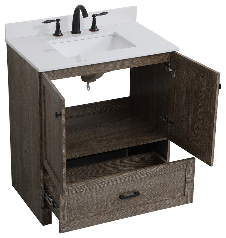 Home Living 30" Single Bathroom Vanity, Weathered Oak With Backsplash