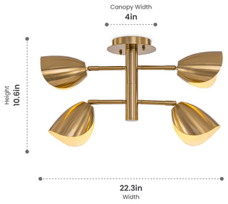 Splay 4 Light Ceiling Light Brass