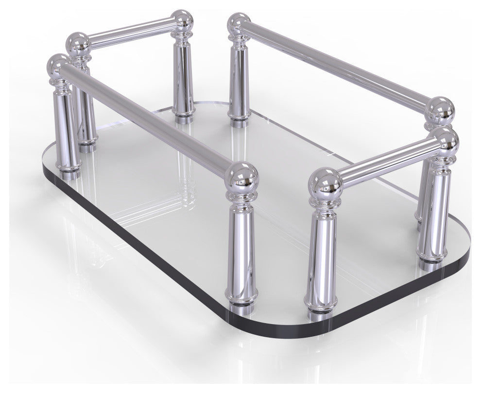 Vanity Top Glass Guest Towel Tray, Polished Chrome
