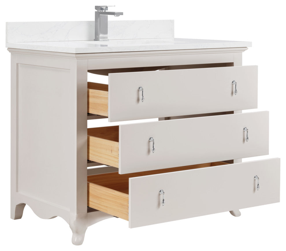 Legion Furniture WS2512 Series Bathroom Sink Vanity, Dreamy White, 42", Artificial Stone Top, Single Sink