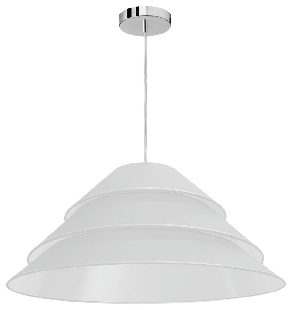 1Light Aranza Pendant, White Shade, Polished Chrome