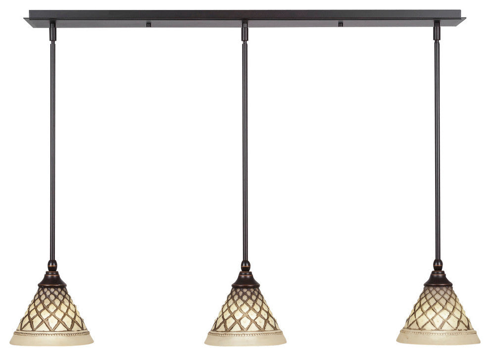 Stem 3-Light Pendalier with Hang Straight Swivel, Dark Granite/Chocolate Icing