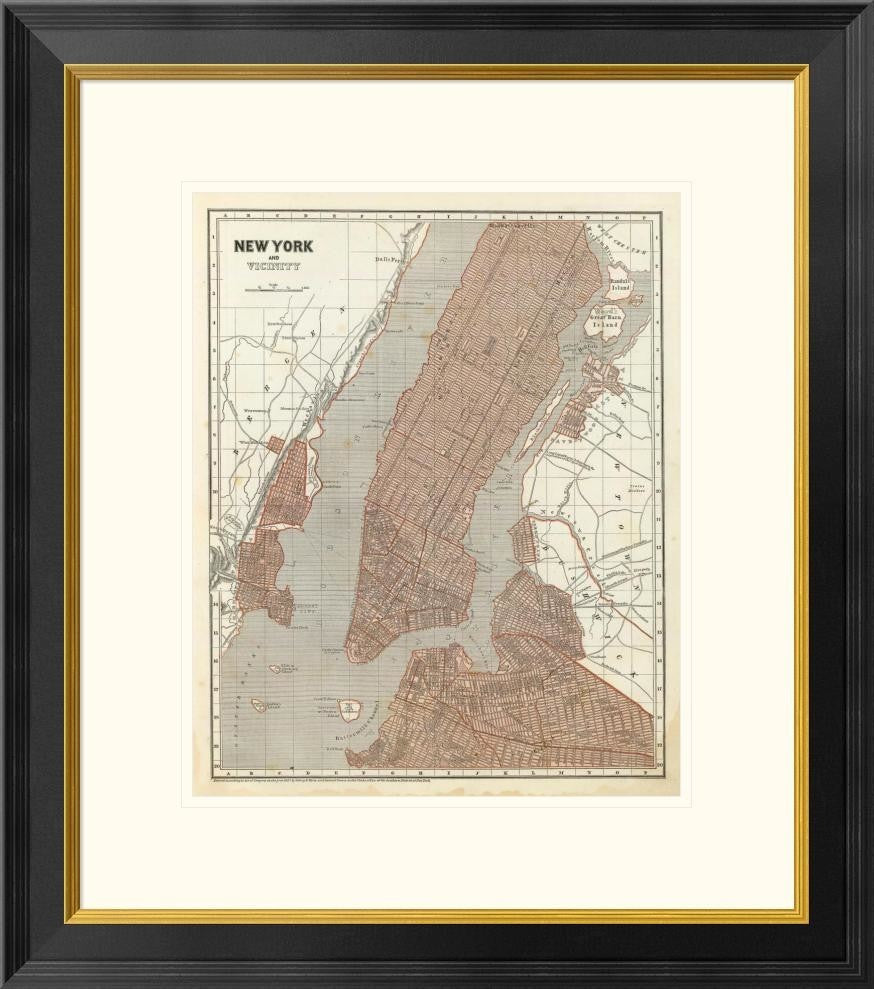 "New York and Vicinity, 1845" Framed Digital Print by Sidney E. Morse, 23x26"
