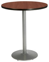 KFI 36" Round Bar Height Breakroom Table - Dark Mahogany - Round Silver Base