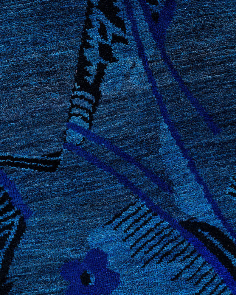 Overdyed, One-of-a-Kind Hand-Knotted Area Rug Blue, 6'1"x9'3"