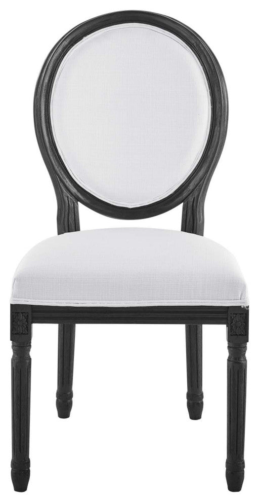 Emanate Vintage French Upholstered Fabric Dining Side Chair Black White -4667