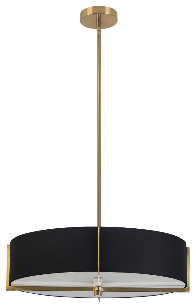 Black Contemporary Pendant With Aged Brass Metal