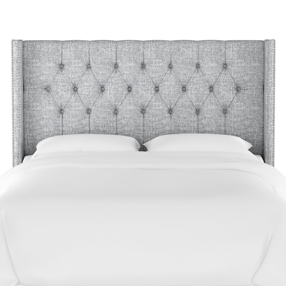 Monarch Queen Tufted Wingback Headboard, Zuma Pumice