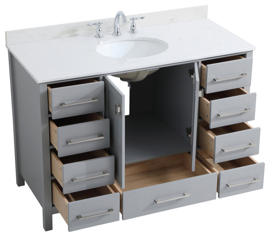 Iris 48" Single Bathroom Vanity, Gray With Backsplash