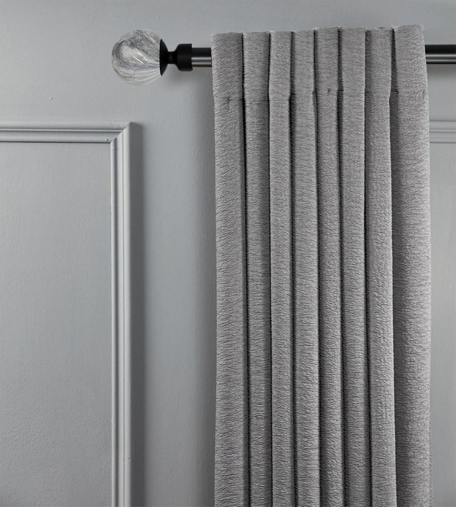 Linen Avenue Grey Marble Single Curtain Rod Set,48 to 86-Inch,Matte Black