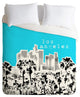 Deny Designs Bird Ave Los Angeles Aqua Duvet Cover - Lightweight