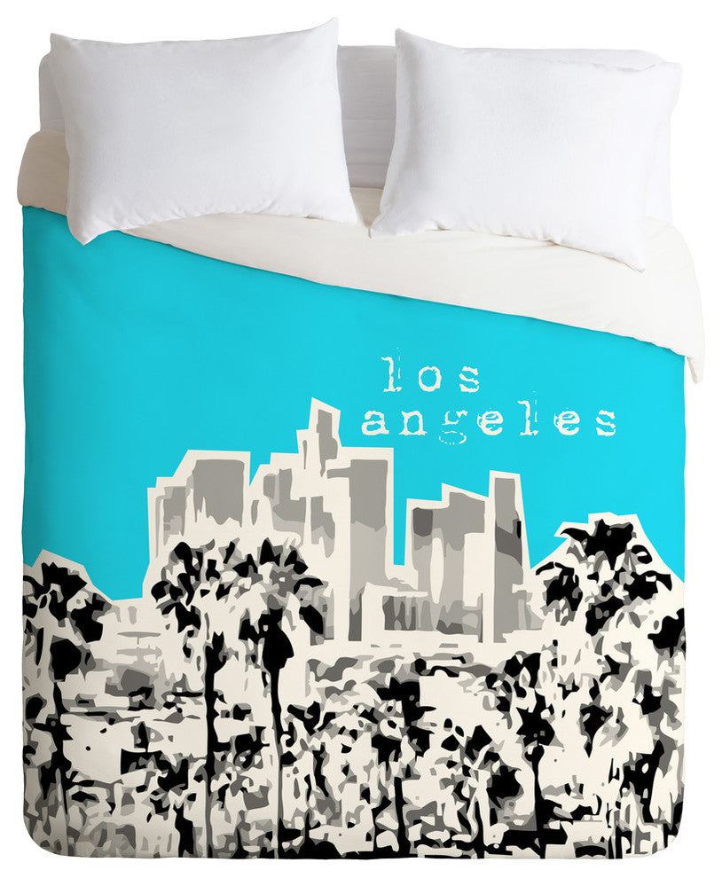 Deny Designs Bird Ave Los Angeles Aqua Duvet Cover - Lightweight