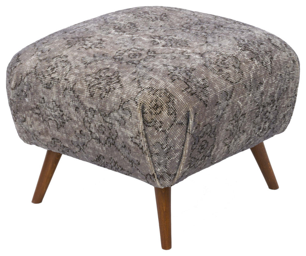 Vintage Rug Upholstered Ottoman