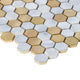 Modket White Calacatta Marble Champagne Gold Metal Hexagon Backsplash TDH45MDR