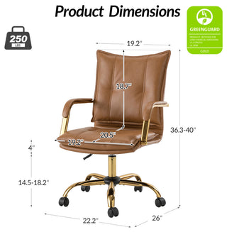 Modern Task Chair Office Swivel Chair with Tufed Back, Camel