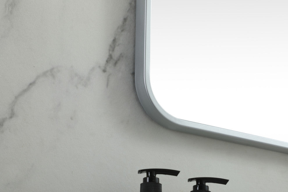 Ellis Soft Corner Metal Square Mirror 24x24 Inch, Silver
