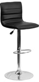 Estella Lois Mid-Back Black Vinyl Swivel Adjustable Barstool