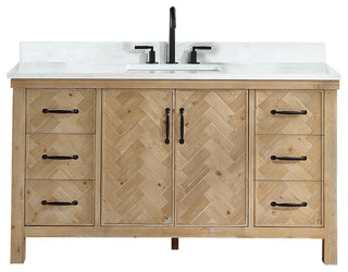 Javier Bath Vanity, Composite Stone Top, Antique Brown, 60", Single Vanity, No Mirror