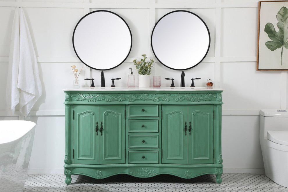 Whitney 60" Double Bathroom Vanity, Vintage Mint