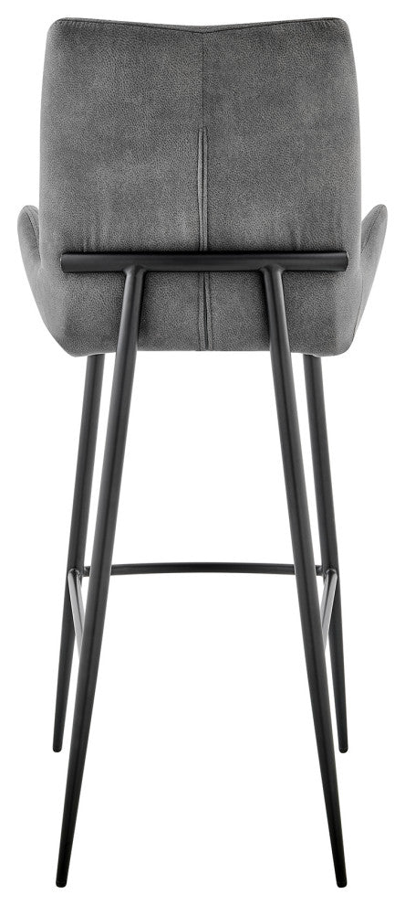 Panama Bar Stool, Charcoal Fabric and Black Finish, 26"