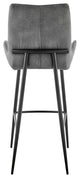Panama Bar Stool, Charcoal Fabric and Black Finish, 26"
