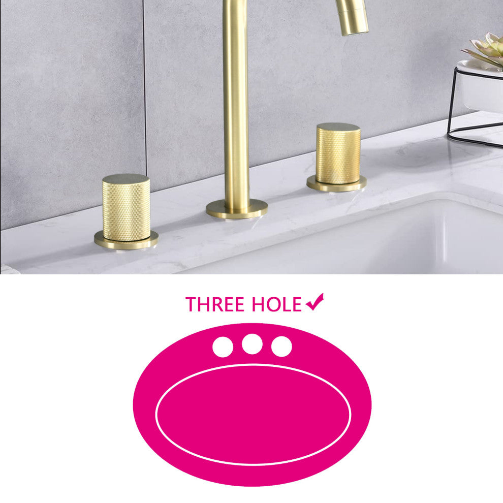 Two Handles Widespread 8" Bathroom Faucet, Brushed Gold