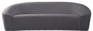 Riley Velvet Upholstered Rounded Sofa, Gray