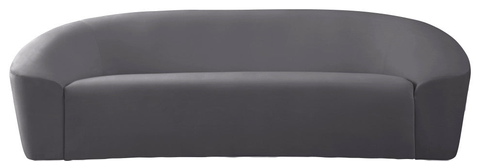 Riley Velvet Upholstered Rounded Sofa, Gray