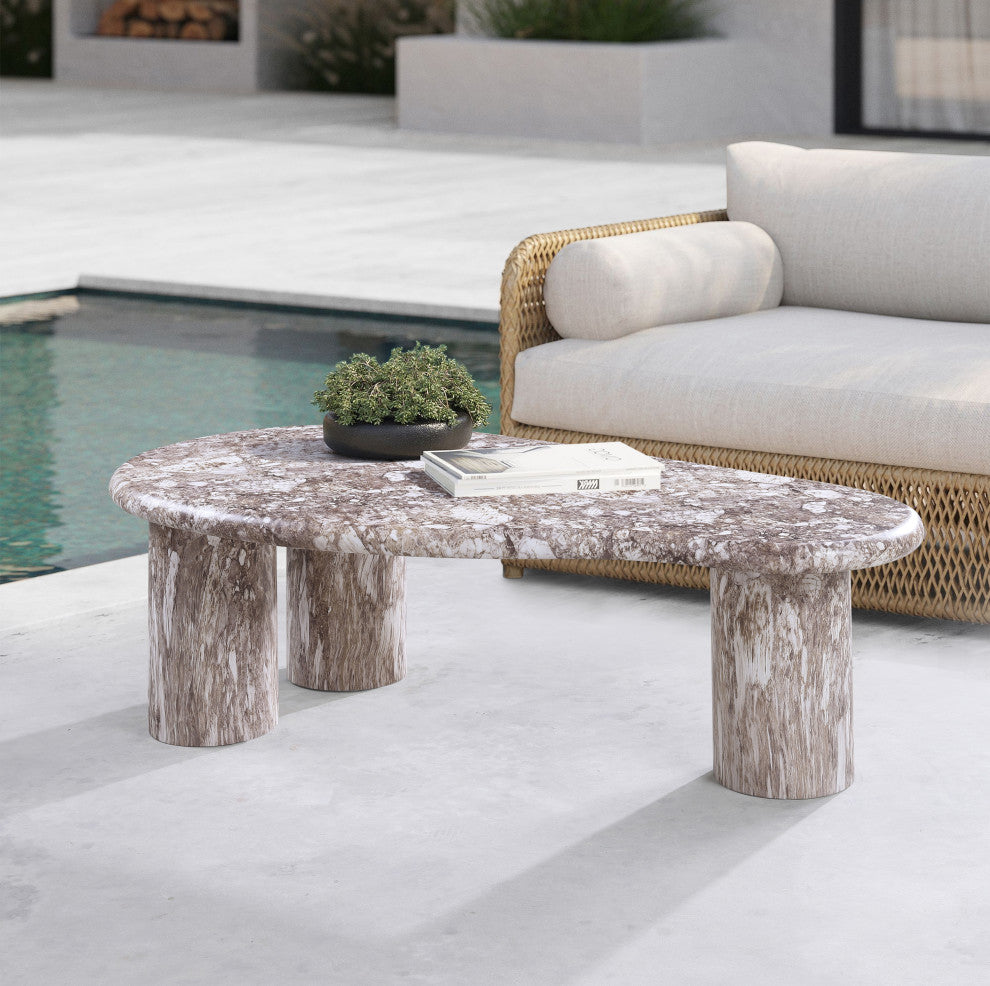 Sassari Finished Concrete Indoor/Outdoor Coffee Table, Brown Finish