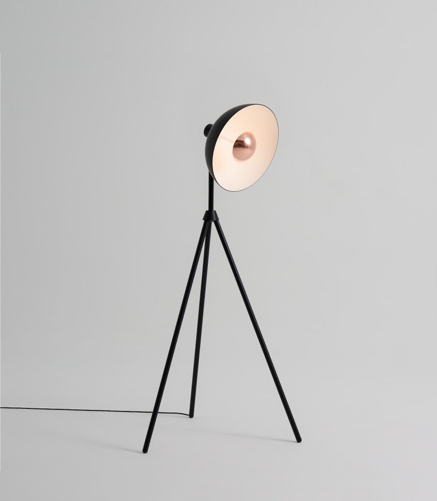 Apollo Floor Lamp, Black/Copper, Black Metal
