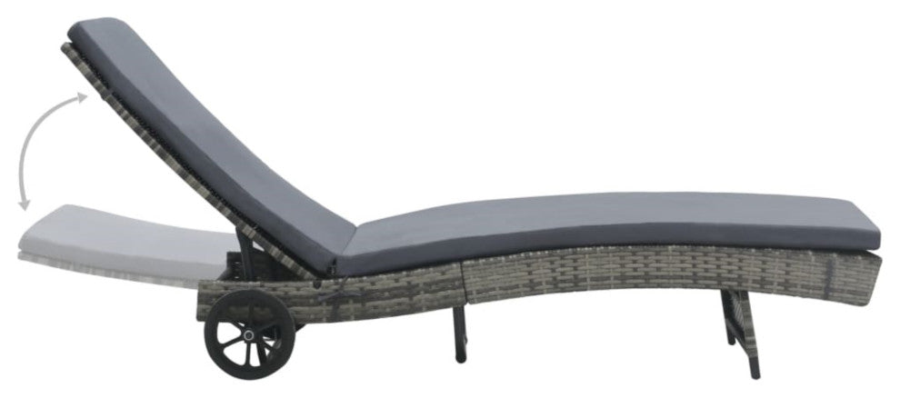 Vidaxl Sun Lounger With Wheels and Cushion Poly Rattan Anthracite