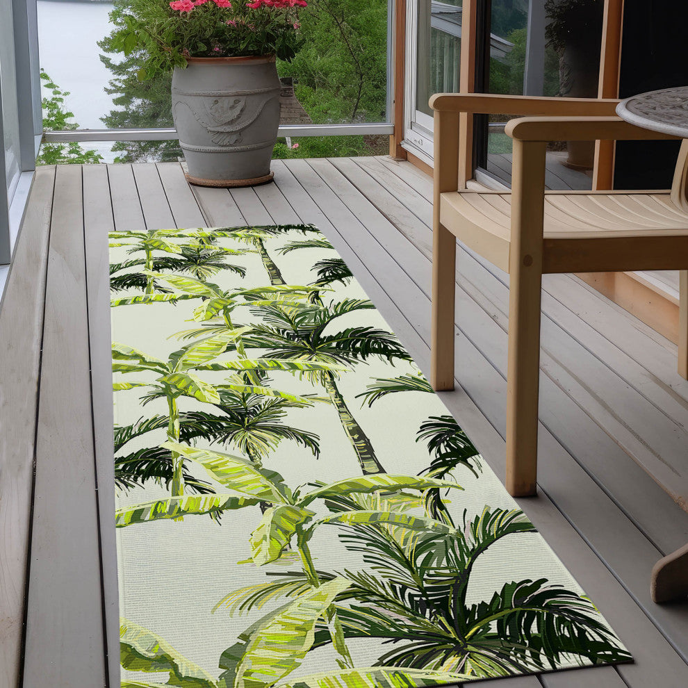 Indoor/Outdoor Tropics TC10 Aloe Machine Washable 2'3" x 7'6" Runner Rug
