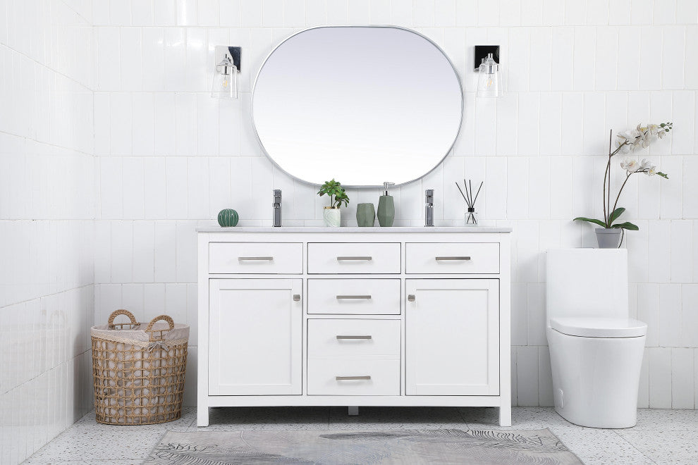 54" Double Bathroom Vanity, White