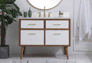Blake 42" Bathroom Vanity, White With Backsplash