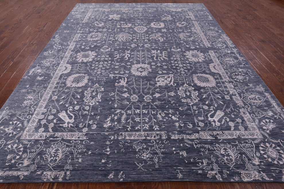 9' 0" X 12' 0" Persian Wool and Silk Hand-Knotted Rug Q9122