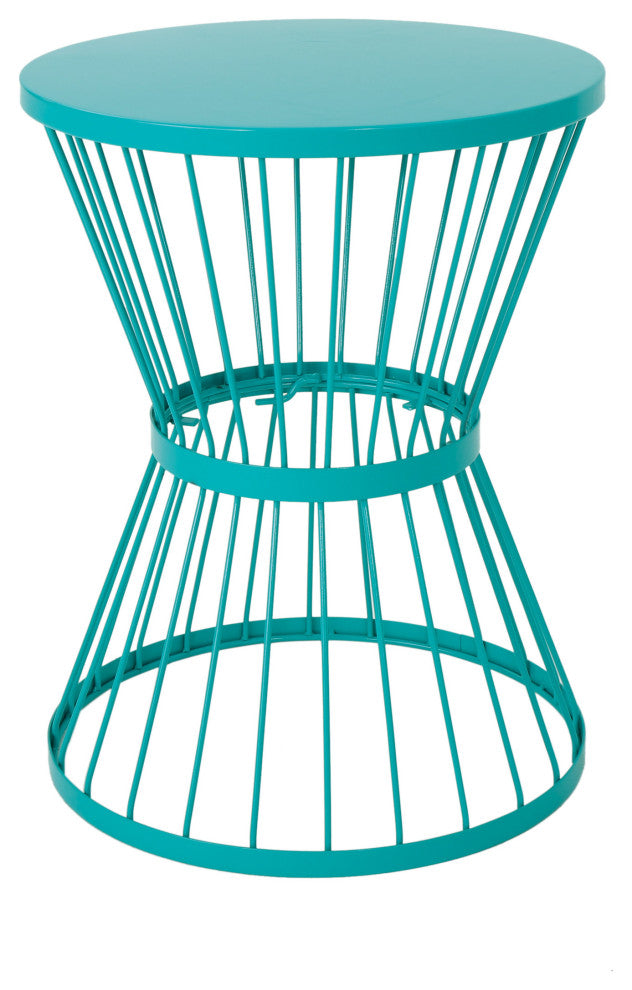 GDF Studio Fern Outdoor 16" Iron Side Table, Matte Teal